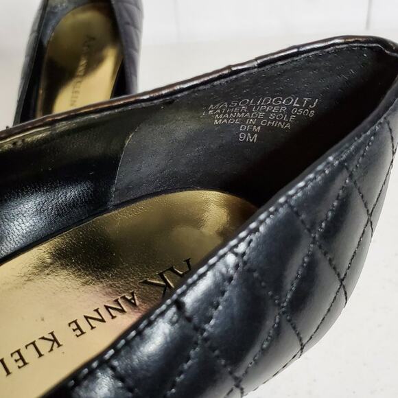 AK Anne Klein Quilted Leather Peep Toe Pumps Heels 9M - Picture 5 of 10